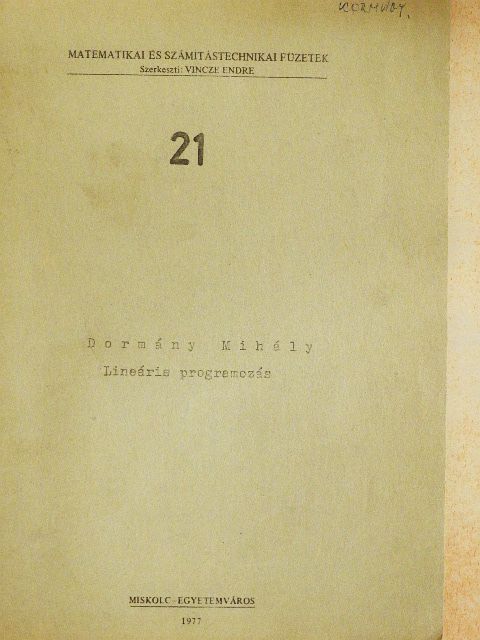 Dormány Mihály - Lineáris programozás [antikvár]