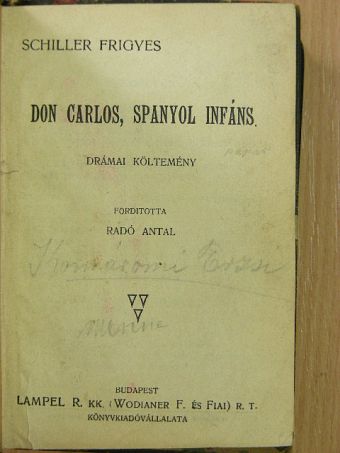 Schiller Frigyes - Don Carlos, spanyol infáns [antikvár]
