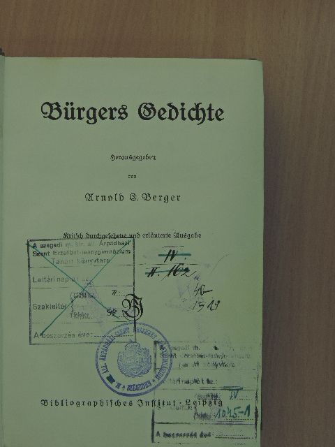 Arnold G. Berger - Bürgers Gedichte (gótbetűs) [antikvár]