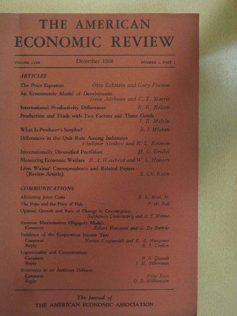 C. T. Morris - The American Economic Review December 1968 Part 1 [antikvár]