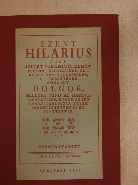 Bod Péter - Szent Hilarius [antikvár]