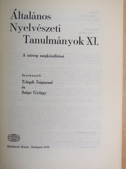 Antal László - Általános Nyelvészeti Tanulmányok XI. [antikvár]