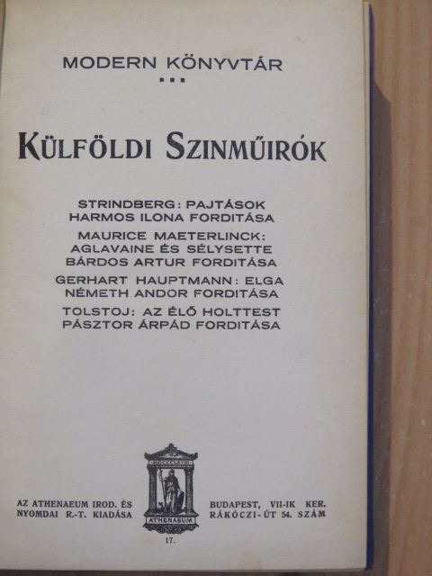 Gerhart Hauptmann - Külföldi szinműirók III. [antikvár]