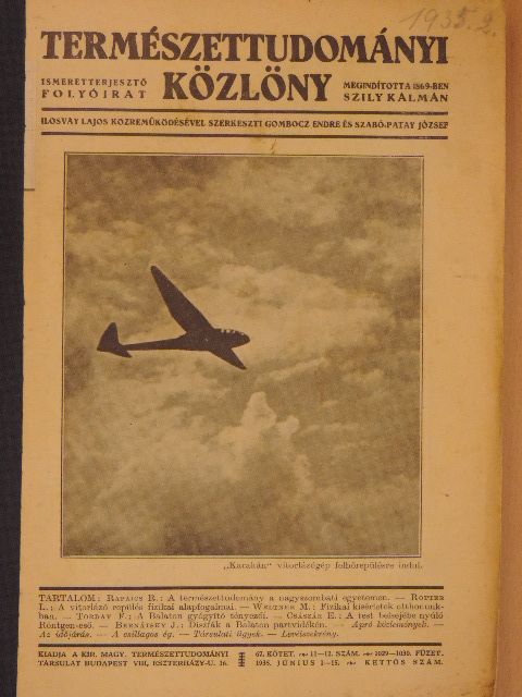 Apor L. - Természettudományi Közlöny 1935. (nem teljes évfolyam) [antikvár]