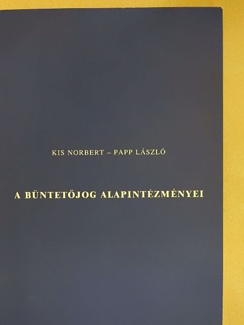 Dr. Kis Norbert - A büntetőjog alapintézményei [antikvár]