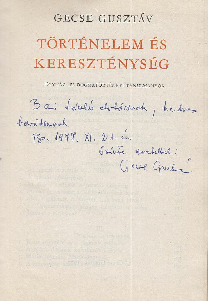 GECSE GUSZTÁV - Történelem és kereszténység (dedikált) [antikvár]