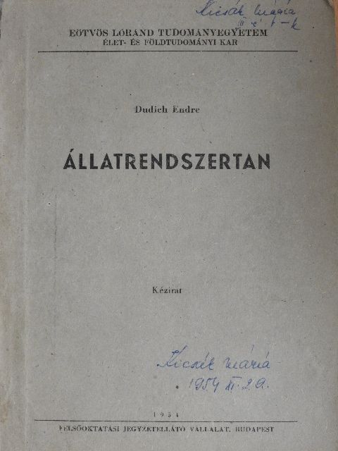 Dudich Endre - Állatrendszertan III.  [antikvár]