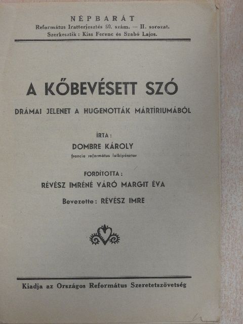Dombre Károly - A kőbevésett szó [antikvár]