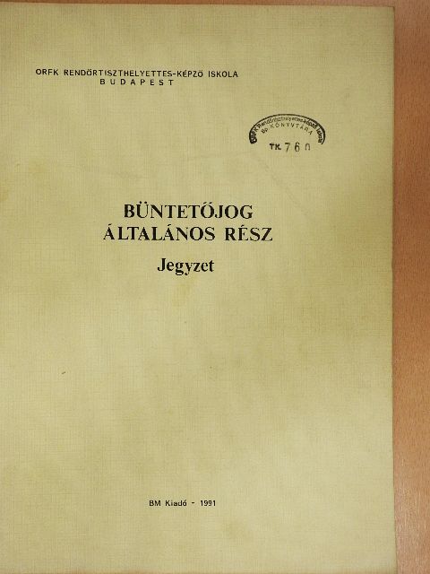 Kovács Pál - Büntetőjog általános rész [antikvár]