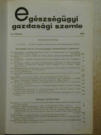 Bartha Gábor - Egészségügyi Gazdasági Szemle 1975/1-4. [antikvár]