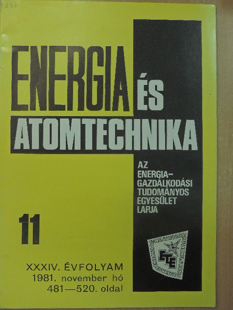 Bánhidy János - Energia és Atomtechnika 1981. november [antikvár]