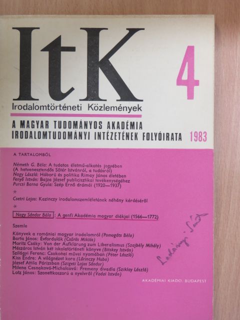 Bara János - Irodalomtörténeti Közlemények 1983/4. [antikvár]