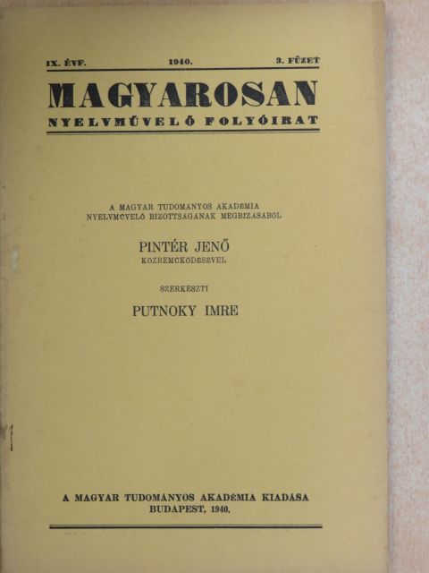 Balassa József - Magyarosan 1940/3. [antikvár]