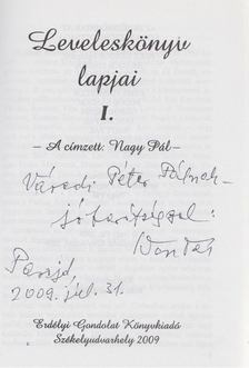 Nagy Pál - Leveleskönyv lapjai I. (dedikált) [antikvár]