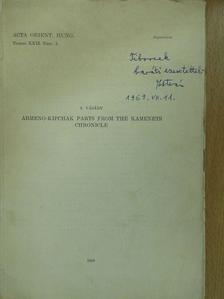 S. Vásáry - Armeno-Kipchak parts from the kamenets chronicle (dedikált példány) [antikvár]