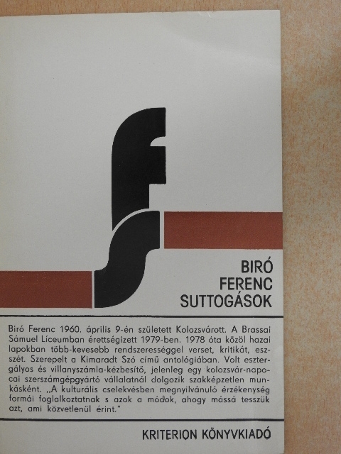Biró Ferenc - Suttogások [antikvár]