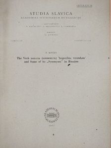 F. Kovács - The Verb 'begreifen, verstehen' and Some of its "Synonyms" in Russian [antikvár]