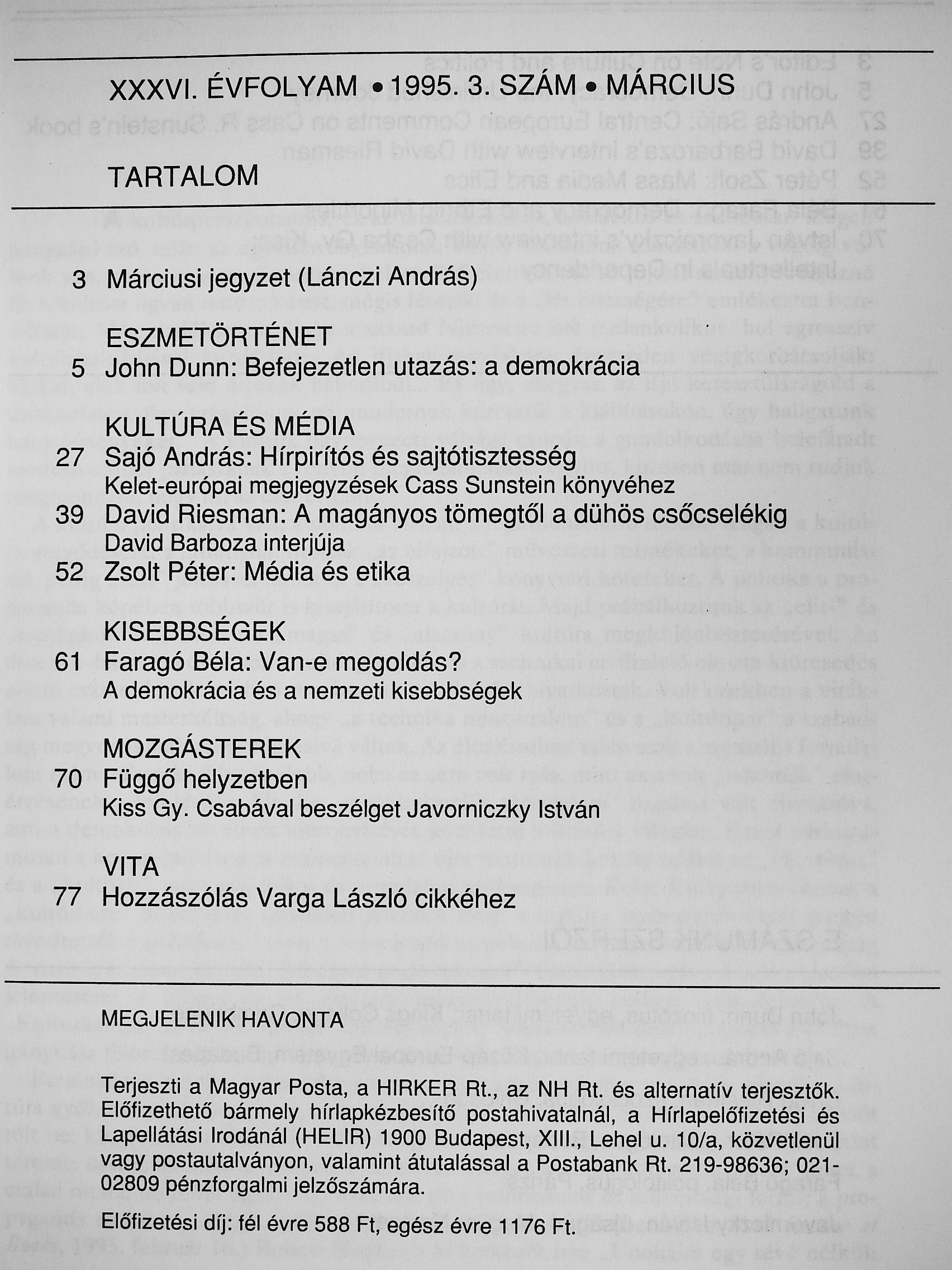 John Dunn - Világosság 1995. március [antikvár]
