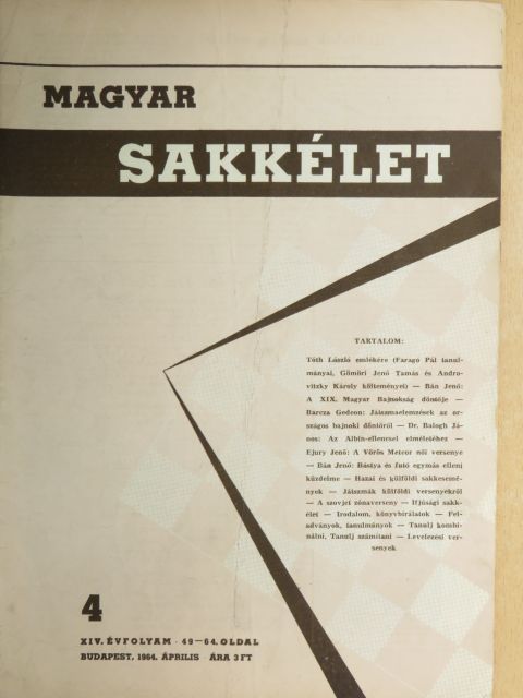 Androvitzky Károly - Magyar Sakkélet 1964. április [antikvár]