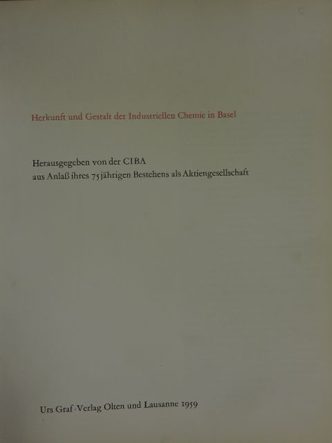 Herkunft und Gestalt der Industriellen Chemie in Basel [antikvár]