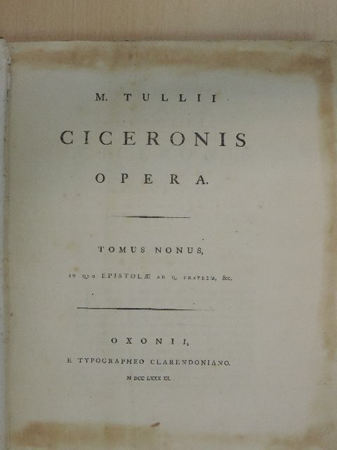 Cicero - M. Tullii Ciceronis opera IX. (töredék) (rossz állapotú) [antikvár]