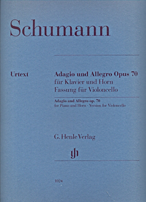 Schumann, Robert - ADAGIO UND ALLEGRO OP.70 FÜR KLAVIER UND HORN, FASSUNG FÜR VIOLONCELLO UND KLAVIER URTEXT