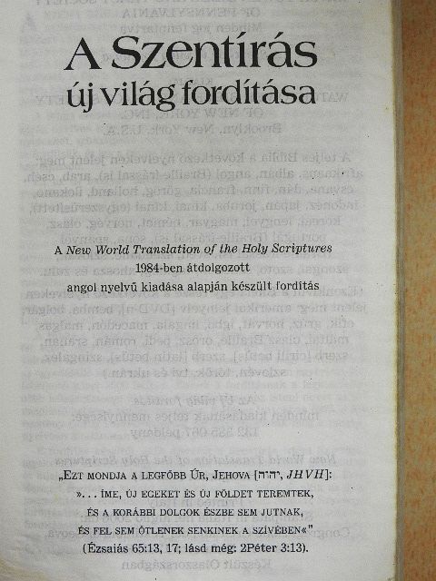 A Szentírás új világ fordítása [antikvár]