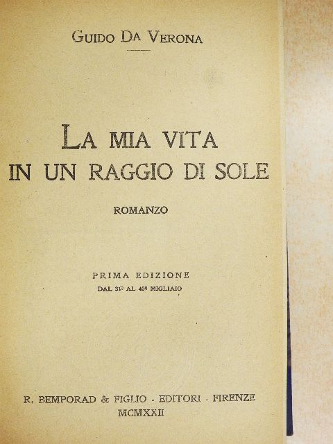 Guido Da Verona - La mia vita in un Raggio di Sole [antikvár]