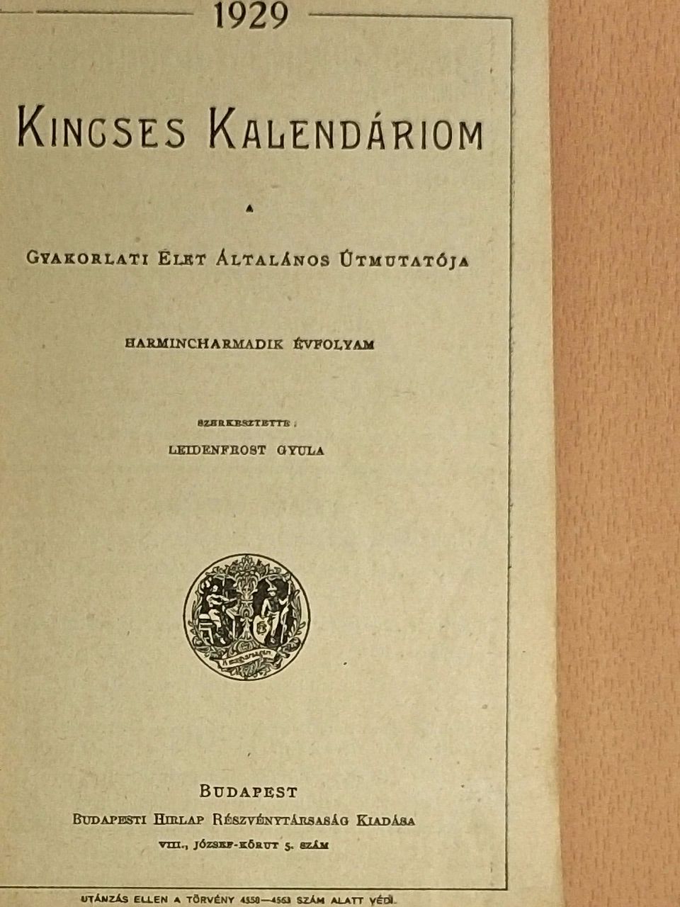 Aujeszky László - Kincses Kalendáriom 1929 [antikvár]