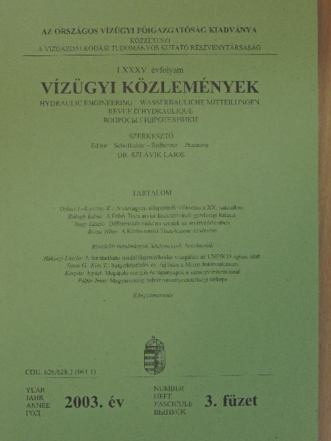 Balogh E. - Vízügyi Közlemények 2003/3. [antikvár]
