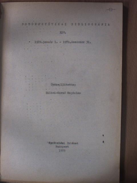 Fotóesztétikai bibliográfia XIV. [antikvár]