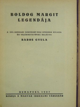 Boldog Margit legendája [antikvár]