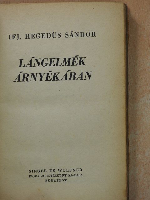 Ifj. Hegedüs Sándor - Lángelmék árnyékában [antikvár]
