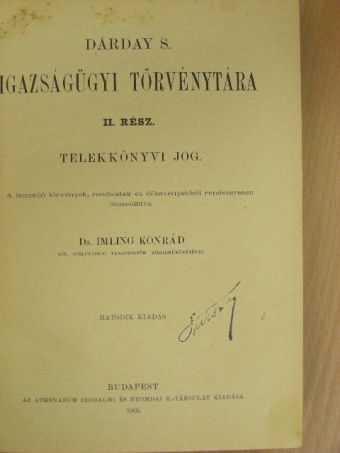 Dárday Sándor Igazságügyi törvénytára II. [antikvár]