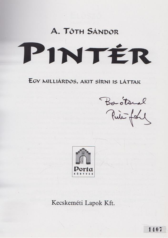 A. Tóth Sándor - Pintér (dedikált) [antikvár]