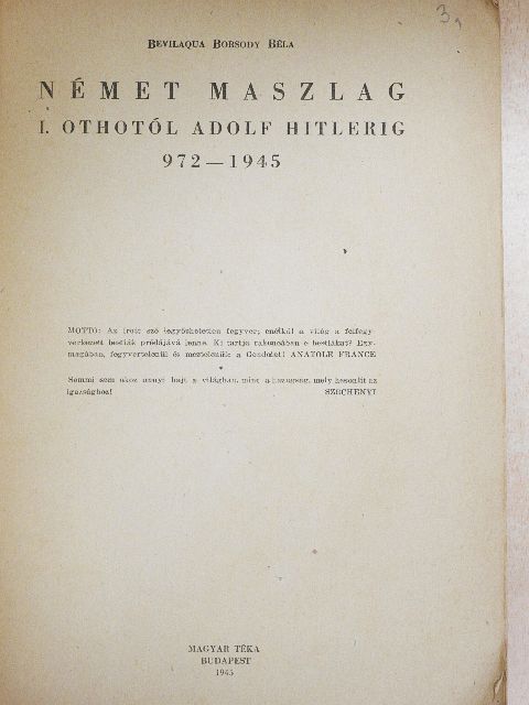 Bevilaqua Borsody Béla - Német maszlag [antikvár]