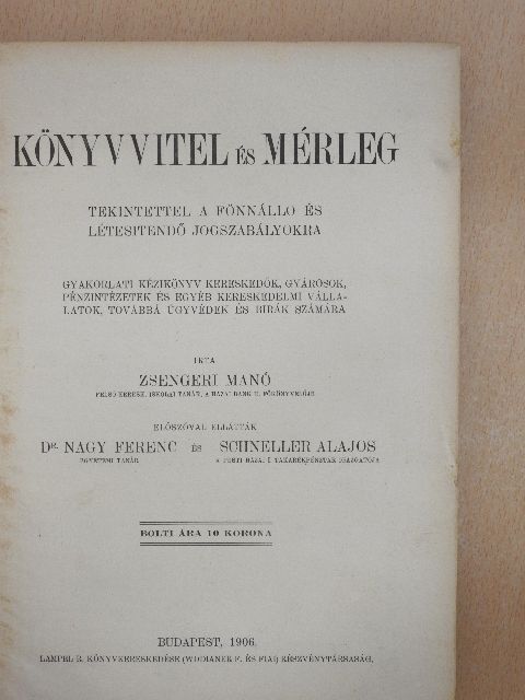 Zsengeri Manó - Könyvvitel és mérleg [antikvár]
