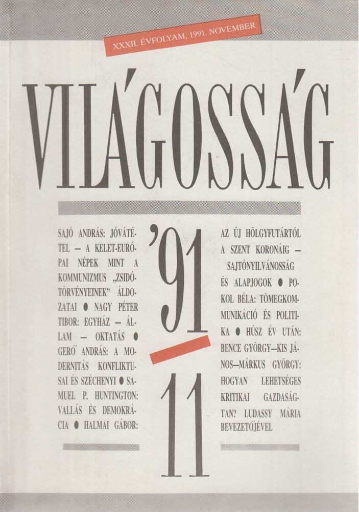 Papp Gábor (főszerk.) - Világosság 1991/11. [antikvár]