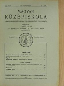 Dr. Prónai Lajos - Magyar Középiskola 1937. november [antikvár]