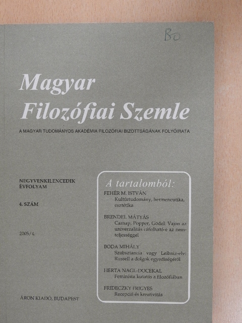 Magyar Filozófiai Szemle 2005/4. [antikvár]