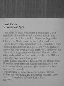 Ismail Kadare - Der zerrissene April [antikvár]