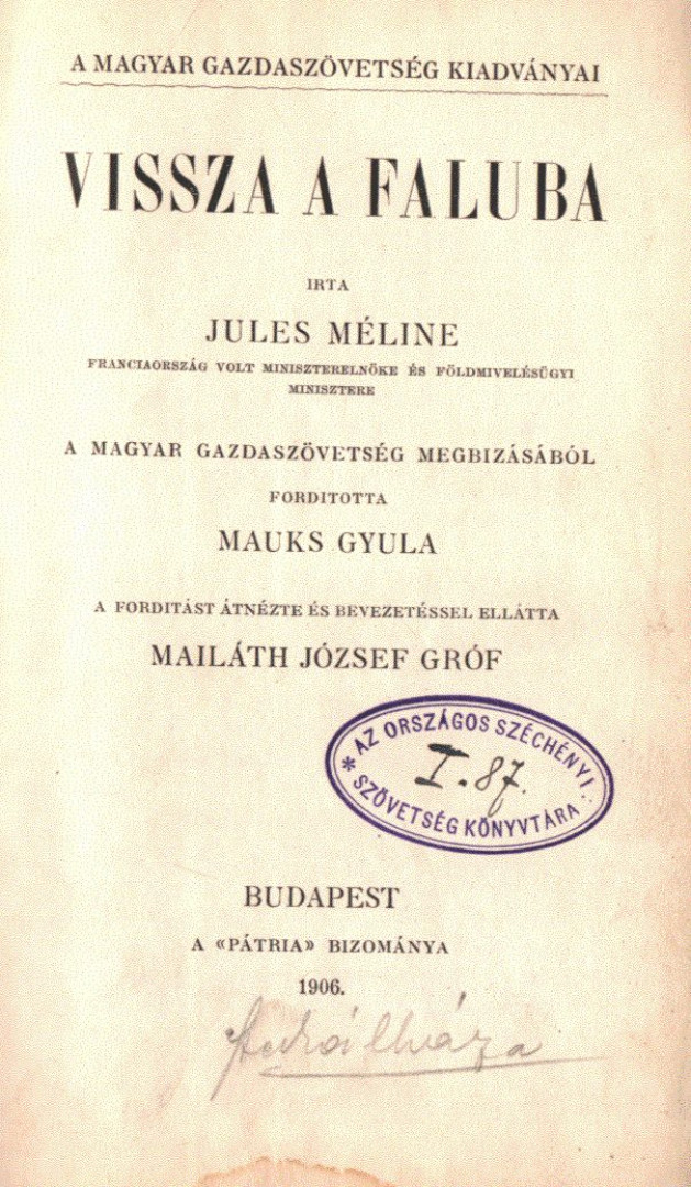Jules Méline - Vissza a faluba [antikvár]