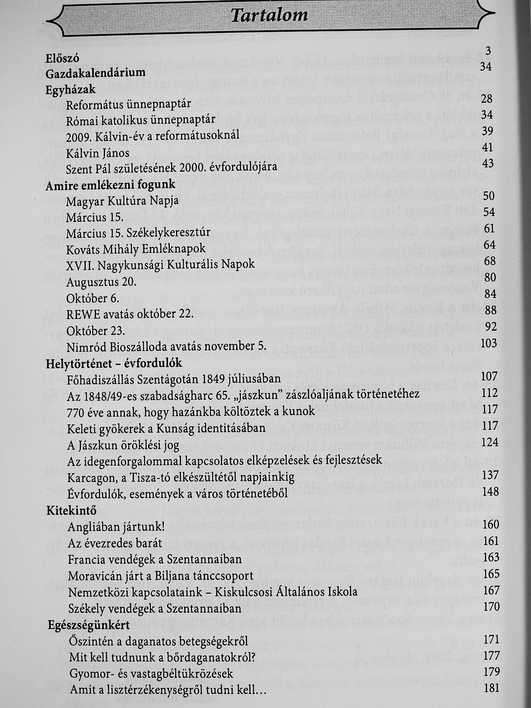Karcagi kalendárium 2009 [antikvár]