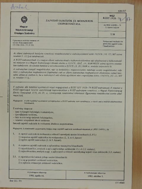 Zajvédő eszközök és módszerek csoportosítása [antikvár]