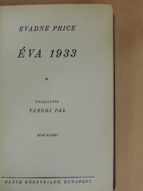 Evadne Price - Éva 1933 [antikvár]