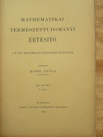 Daday Jenő - Mathematikai és Természettudományi Értesitő [antikvár]