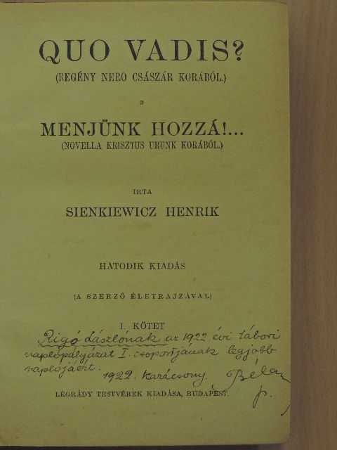 Sienkiewicz Henrik - Quo vadis? I-II. [antikvár]