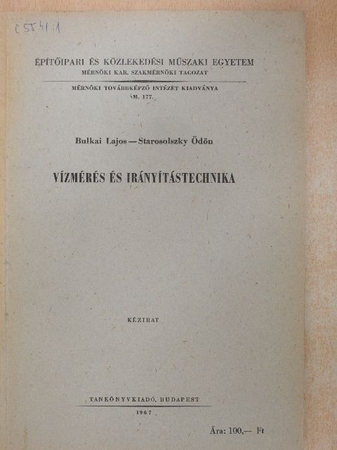 Bulkai Lajos - Vízmérés és irányítástechnika [antikvár]