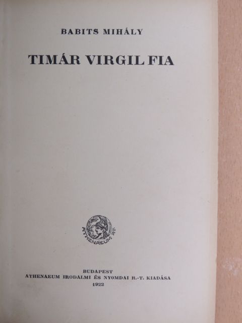 Babits Mihály - Timár Virgil fia [antikvár]