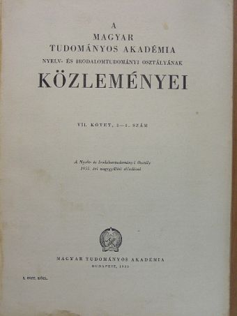 Andrej Mráz - A Magyar Tudományos Akadémia Nyelv- és Irodalomtudományi Osztályának közleményei VII. 3-4. [antikvár]